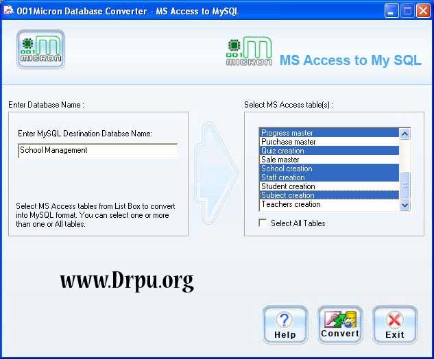 Screenshot of MS Access to MySQL