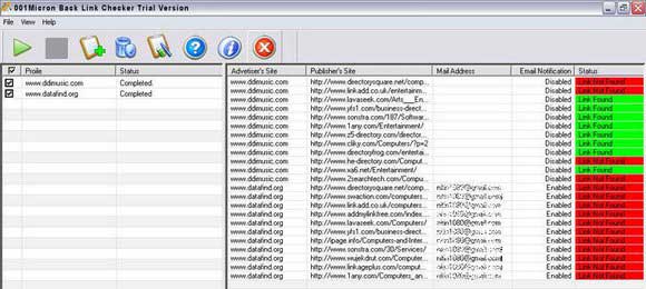 Screenshot of 001Micron Backlink Checker Software