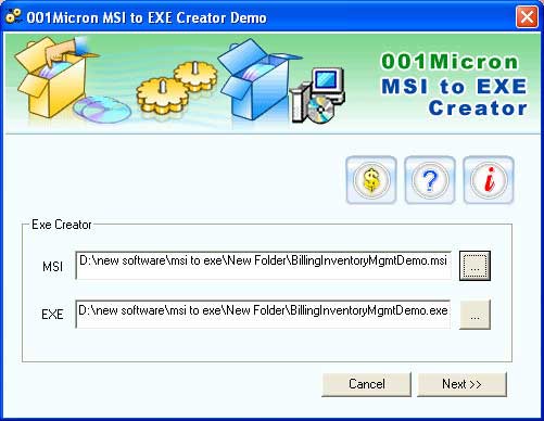 Screenshot of MSI to EXE Setup Creator