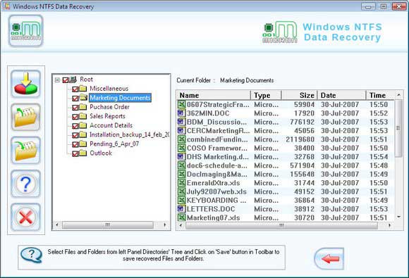 Screenshot of NTFS Disk Volume Recovery