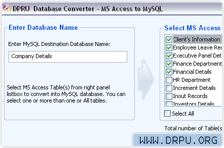 MS Access to MySQL Database Converter Screenshot