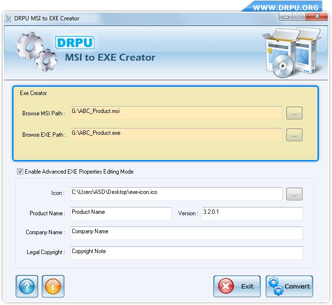 Преобразование MSI инсталлятор установочного файла EXE