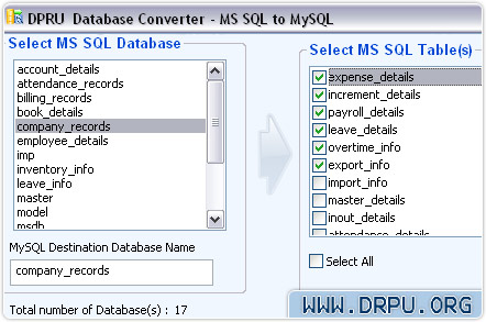 MSSQL zum MySQL Datenbank-Konverter Screenshot