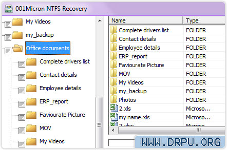 Software Screenshot De la Recuperación De los Datos de NTFS