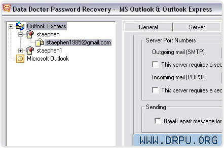 Software expresso Screenshot da recuperação do outlook e da senha do outlook