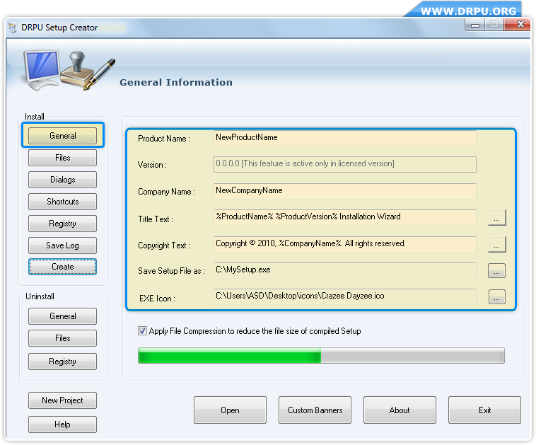 Setup installer software creates windows installation setup package wizard