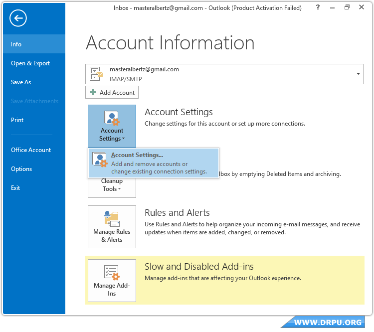 Apri il tuo MS Outlook