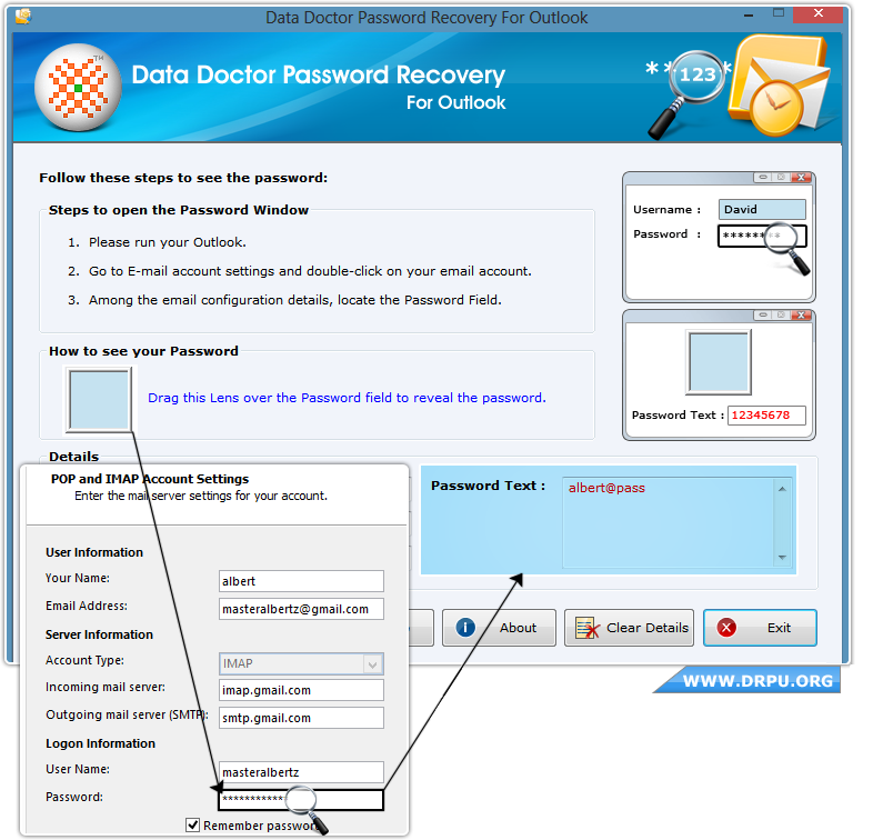 Drag lens to view password