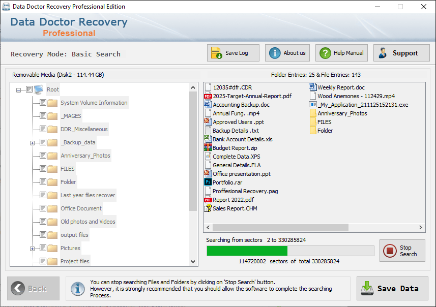 Browse the path to save recovered data