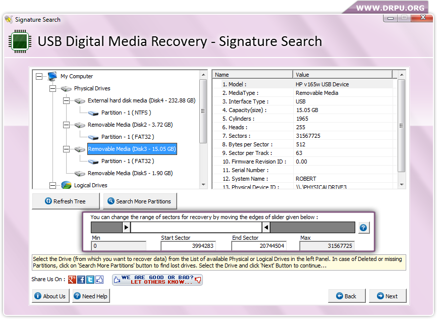 Select your removable media
